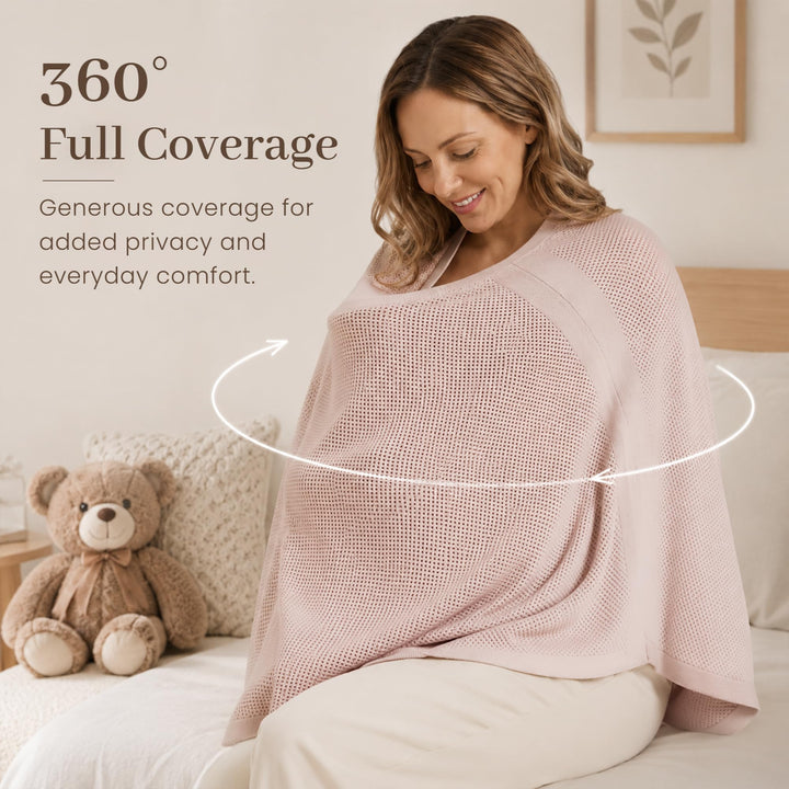 Konssy Nursing Cover for Breastfeeding, Full Privacy Nursing Poncho - Taupe - image 6