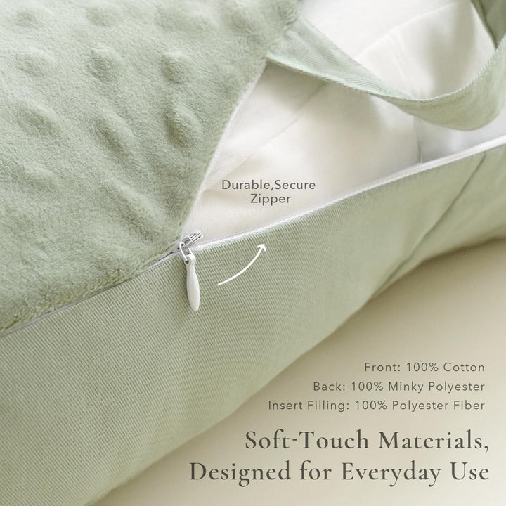 Konssy Nursing Pillow for Breastfeeding and Bottle Feeding, Safety Guard Baby Feeding Pillow, Gentle Incline, Waist Strap, Side Pocket for New Moms Home and Travel