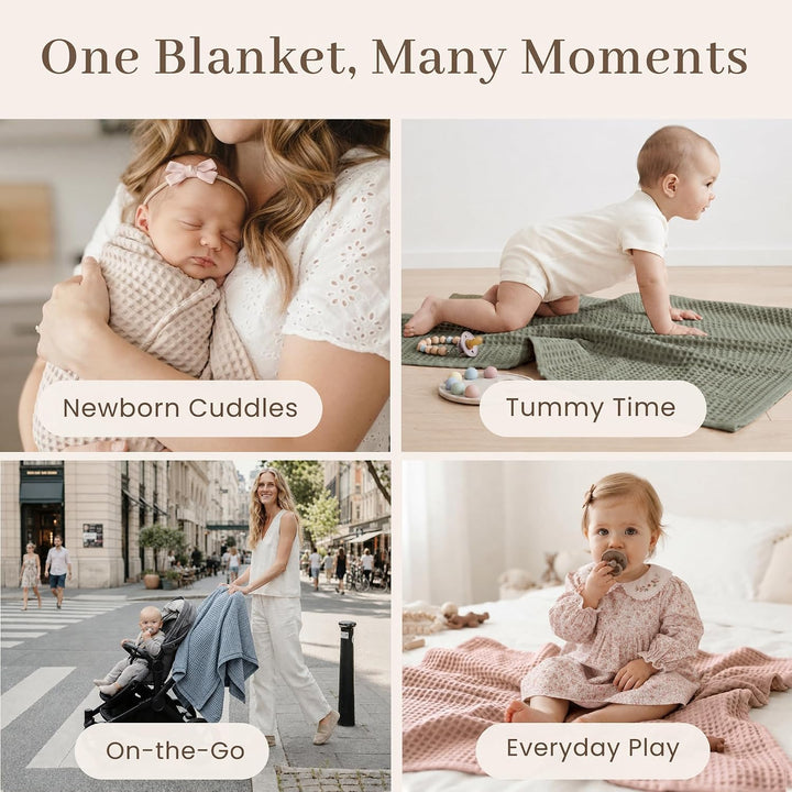 Konssy Waffle Baby Blanket for Boys & Girls, Soft Newborn Swaddle Blanket | Waffle Knit, Cozy Crib Blanket Neutral for Nursery, Stroller & Toddler Bed, Machine Washable, 43" x 43"