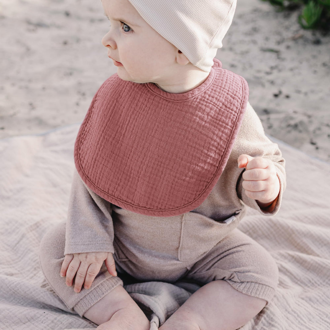 Konssy 10-Pack Muslin Baby Bibs for Drooling and Teething - Rose Mauve - image 6