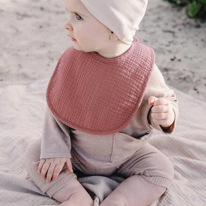 Konssy 10-Pack Muslin Baby Bibs for Drooling and Teething - Rose Mauve - image 6