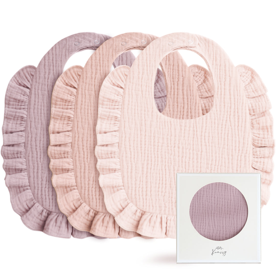 Konssy Muslin Baby Bibs for Girls – Soft 100% Cotton Drool Bibs