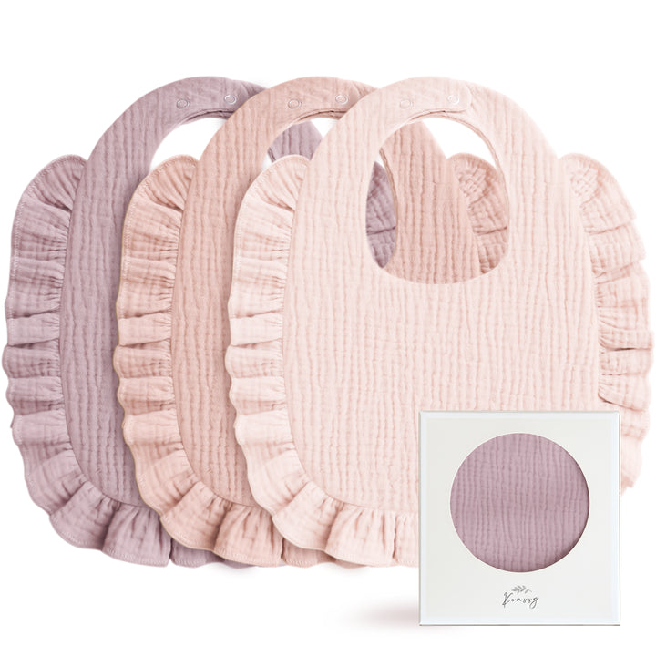 Konssy Muslin Baby Bibs for Girls – Soft 100% Cotton Drool Bibs