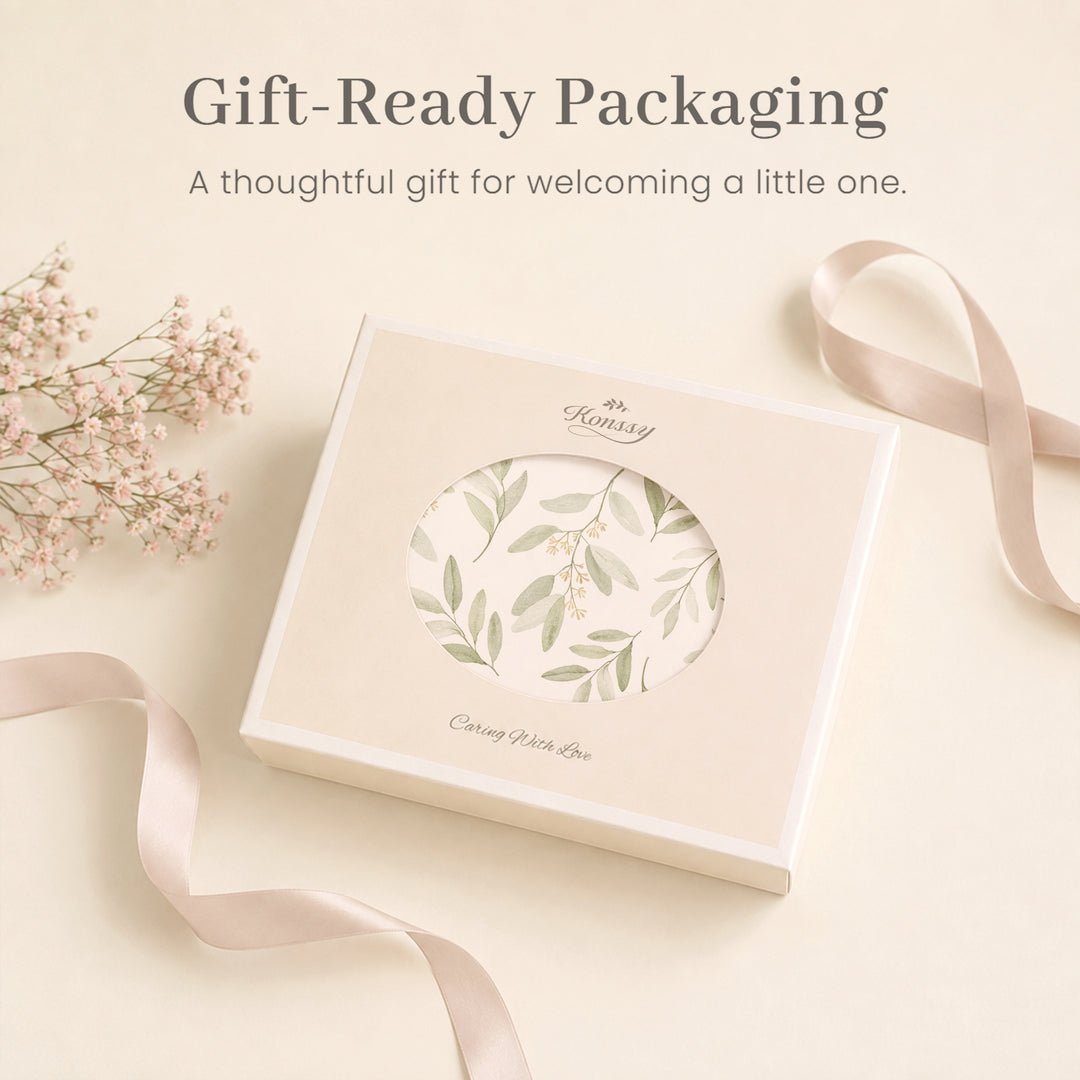 Konssy 4-Piece Newborn Swaddle Set, Stretchy Swaddle Blankets & Headbands/41"x41", Buttery-Soft & Stretchy, for Swaddling, Photos & Everyday Cuddles, Newborn Essentials