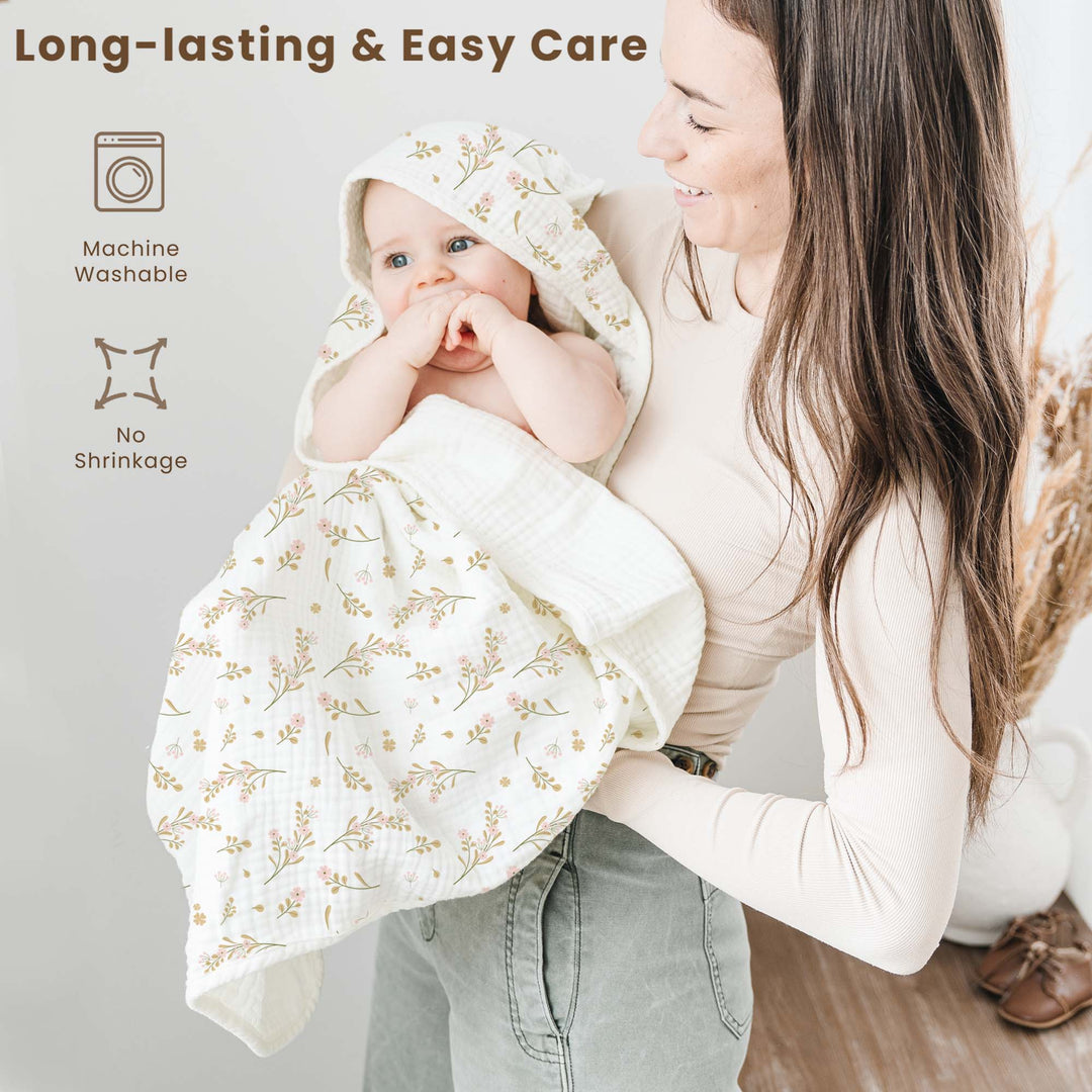Konssy 2-Pack Muslin Hooded Baby Towels