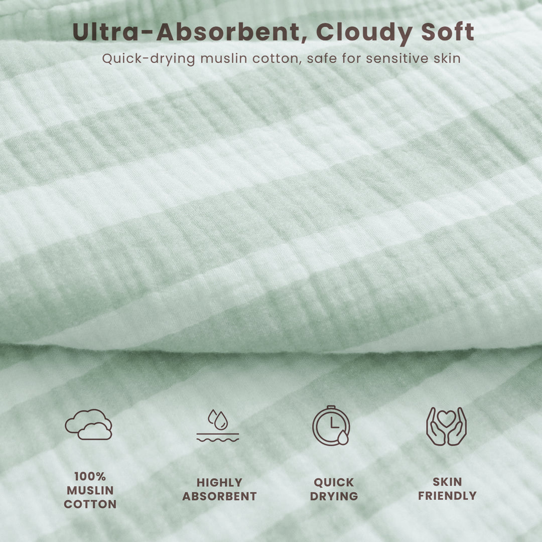 Konssy Muslin Hooded Bath Towels for Kids, 100% Cotton