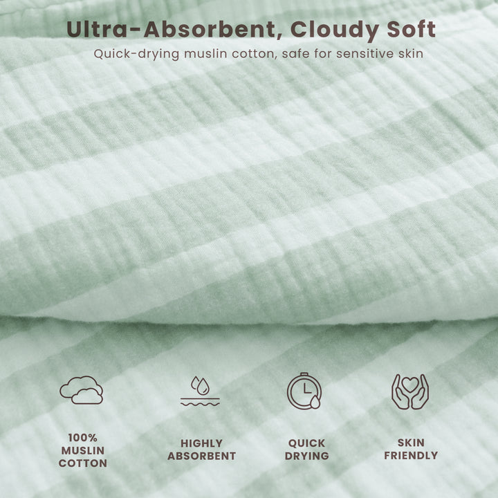 Konssy Muslin Hooded Bath Towels for Kids, 100% Cotton