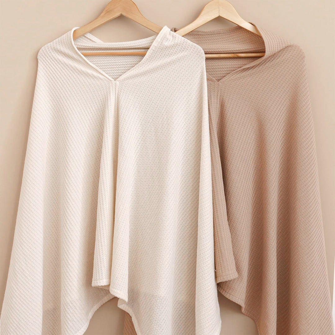Konssy Nursing Cover for Breastfeeding, Soft & Breathable Privacy Poncho, Multi-Use Feeding Shawl, Comfortable & Portable Breastfeeding Cover for Women (Beige)