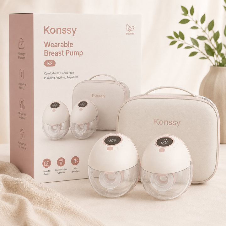 Konssy Wearable Electric Breast Pump, Hands-Free In-Bra Milk Pump with Adjustable Settings