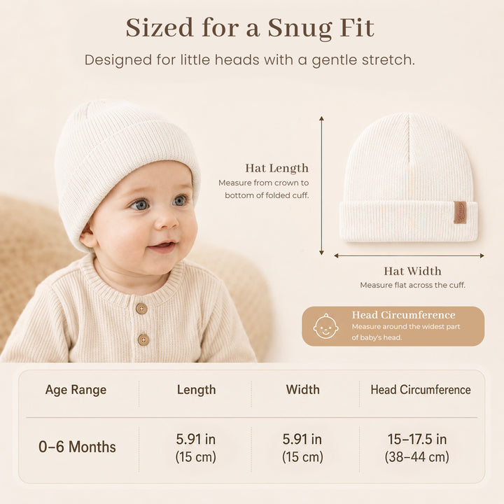 Konnsy 4 Pack Baby Beanie Warm Winter Hats for Newborn Infant Boys Girls | Cozy Double-Layer Knitted Warm Cap, Extra-Soft, Stretch Beanies Without Tight Marks, Multicolor set, Baby Beanies 0-6 Months