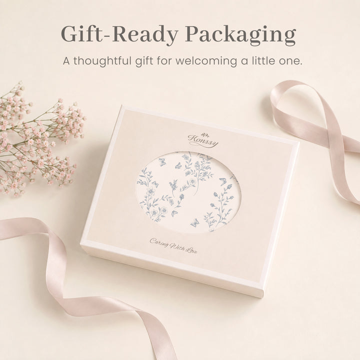 Konssy 4-Piece Newborn Swaddle Set, Stretchy Swaddle Blankets & Headbands/41"x41", Buttery-Soft & Stretchy, for Swaddling, Photos & Everyday Cuddles, Newborn Essentials
