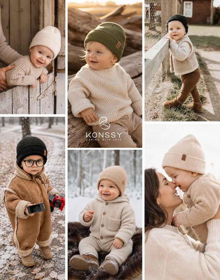 Konssy 4-Pack Baby Beanie Winter Hat for Newborn Infant Boy Girl 0-6 Months - Amy Green - image 3