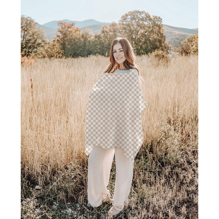 Konssy 2-Pack Muslin Nursing Cover Up for Breastfeeding Mom with Rigid Hoop - Coffee Check,Moon - image 7