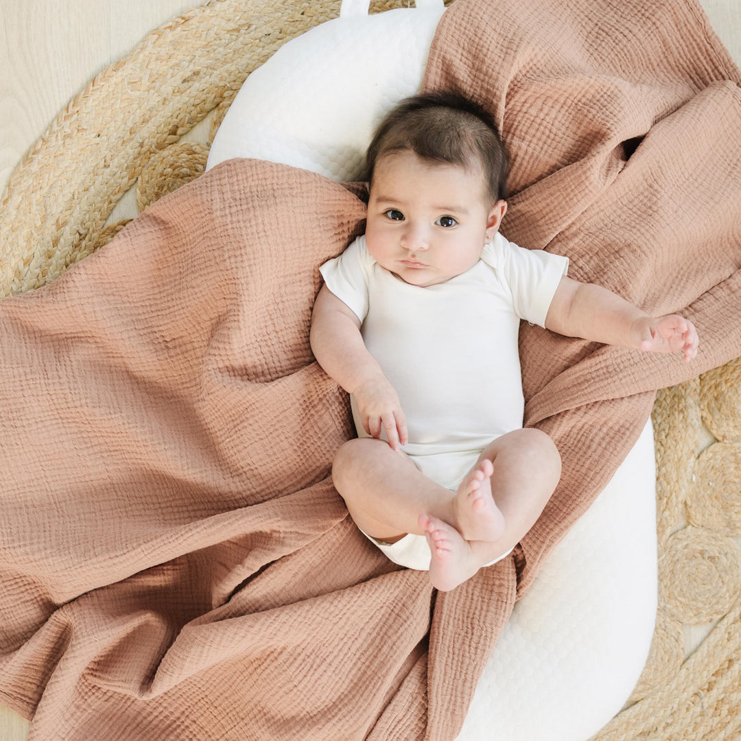 Konssy Muslin Swaddle Blankets, 100% Cotton Receiving Blankets, 47"x 47" - Flourish,Toffee - image 2