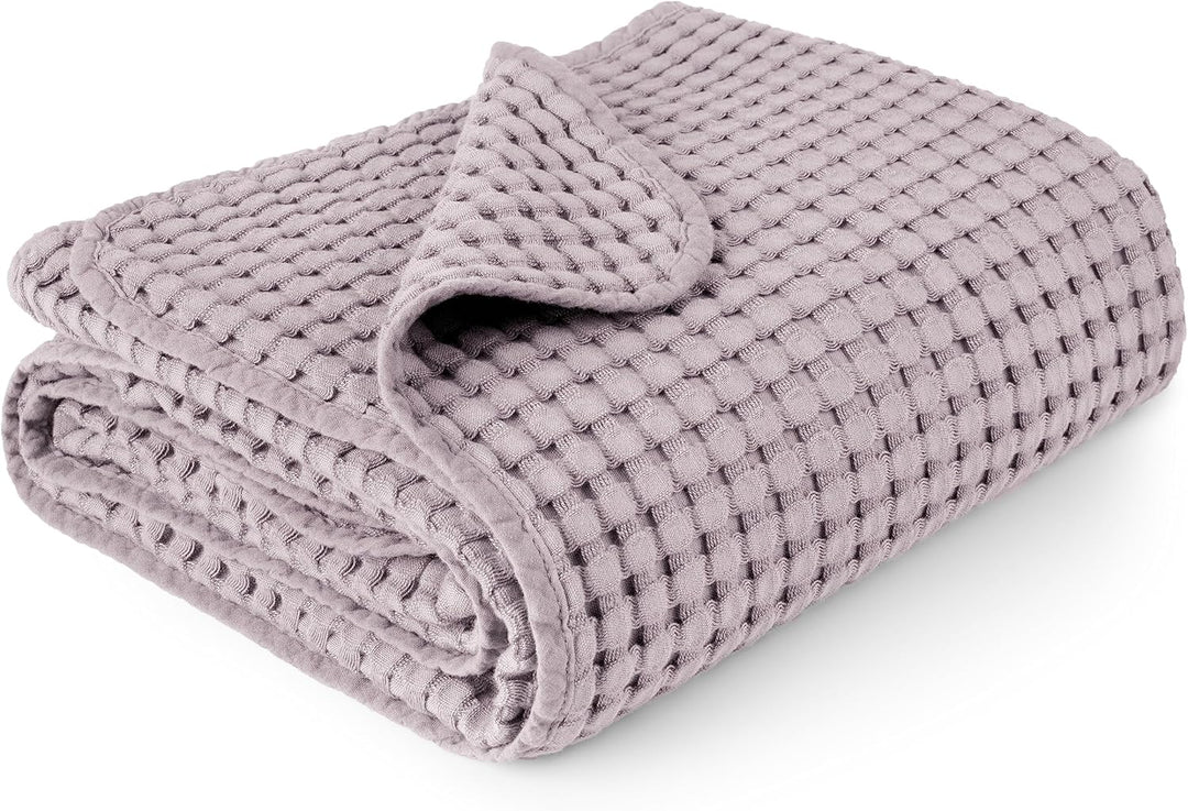 Konssy Waffle Baby Blanket - Soft & Cozy Nursery Swaddle Blanket, Lightweight Toddler Throw for Boys & Girls, Ideal for Wrapping - Purple - 41" x 37" - B0C6GLM23Z image 1