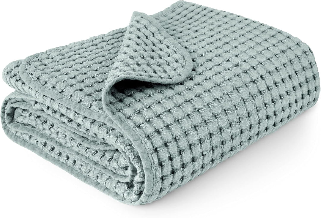 Konssy Waffle Baby Blanket - Soft & Cozy Nursery Swaddle Blanket, Lightweight Toddler Throw for Boys & Girls, Ideal for Wrapping - Light Green - 41" x 37" - B0BXWMV3GM image 1