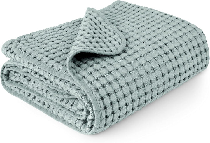 Konssy Waffle Baby Blanket - Soft & Cozy Nursery Swaddle Blanket, Lightweight Toddler Throw for Boys & Girls, Ideal for Wrapping - Light Green - 41" x 37" - B0BXWMV3GM image 1