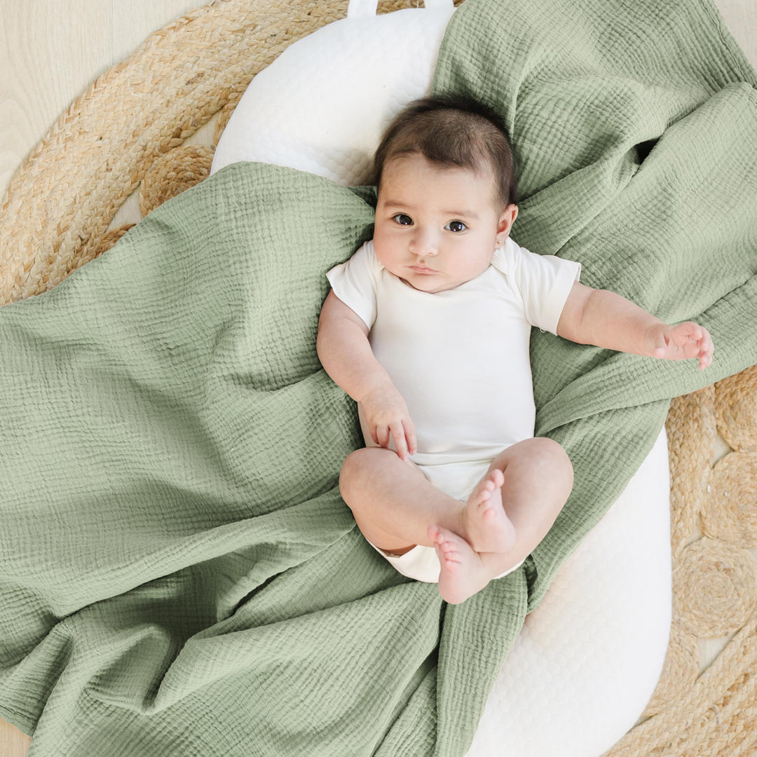 Konssy Muslin Swaddle Blankets, 100% Cotton Receiving Blankets, 47"x 47" - Woodland,sage - image 2