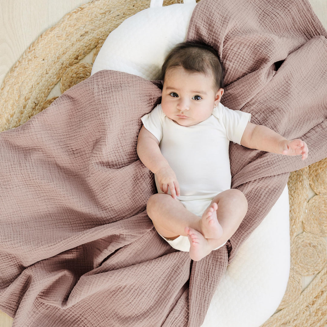 Konssy 2 Pack Muslin Swaddle Blankets, 100% Cotton Receiving Blankets - Vintage Petals,Taupe - image 2