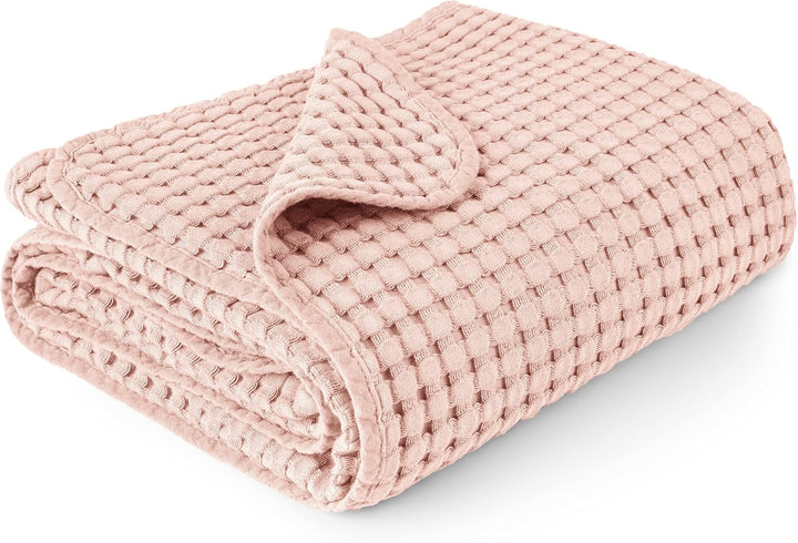 Konssy Waffle Baby Blanket - Soft & Cozy Nursery Swaddle Blanket, Lightweight Toddler Throw for Boys & Girls, Ideal for Wrapping - Pink - 41" x 37" - B0C32YVGH3 image 1