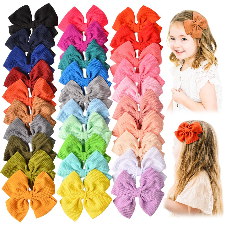 Prohouse 30 Pcs Waffle Hair Bows for Baby Girls with Alligator Clips - Fengchexi-Jiazi=30PCS - image 1