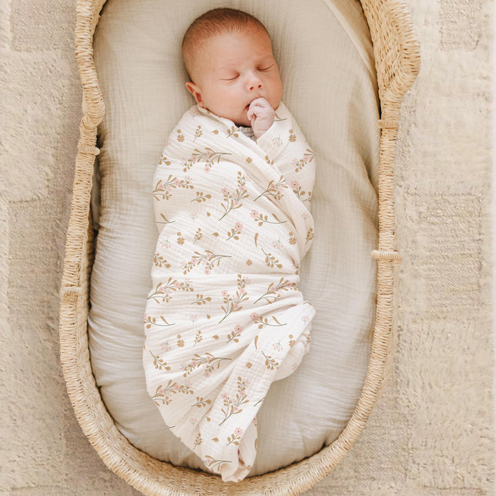 Konssy Muslin Swaddle Blankets, 100% Cotton Receiving Blankets, 47"x 47" - Floral,Pink - image 3
