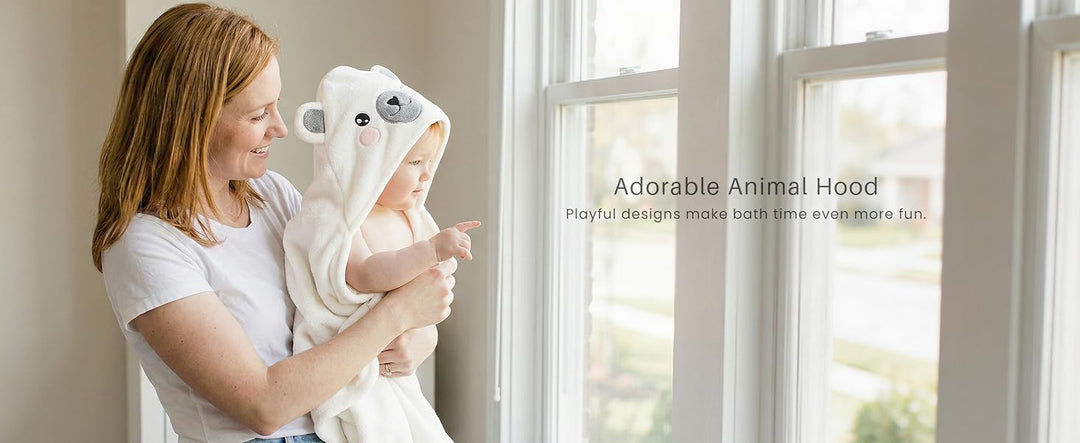 Konssy 2-Pack Hooded Baby Towels, Plush Fleece Animal Bath Towel with Hood - product details 8