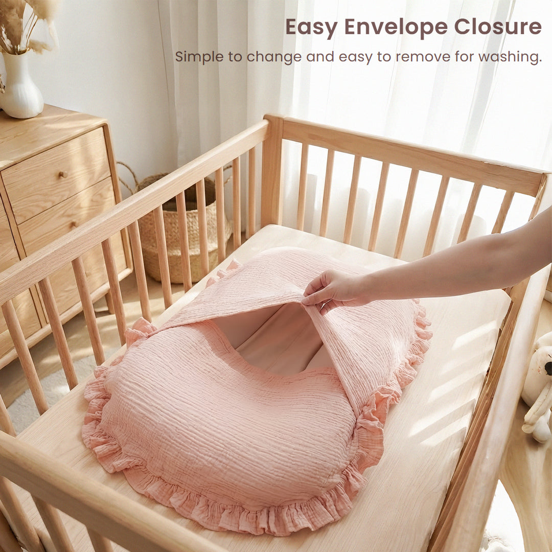 Click to see full view Konssy Muslin Baby Lounger Cover 2 Pack, 100% Cotton Newborn Lounger Cover, Soft and Breathable Lounger Slipcover for Boys Girls, Covers Only (Pink,Flower Blossom)