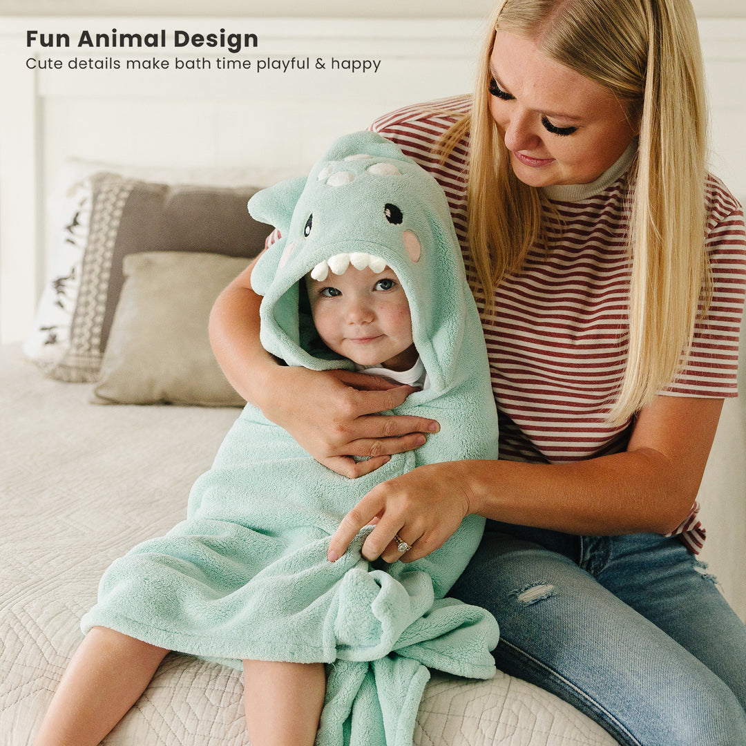 Konssy 2-Pack Hooded Baby Towels, 32" × 32" Soft & Absorbent Plush Fleece, Cute Animal Hood, Baby Bath Towels for Newborns & Toddlers, Boys & Girls