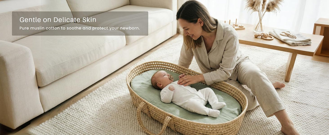 Konssy Muslin Bassinet Sheets for Baby Boys and Girls, 2 Pack, 32"x16" - product details 5