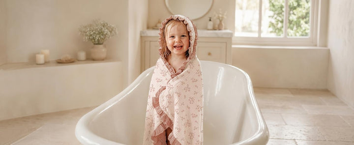 Konssy 100% Muslin Cotton Soft Baby Hooded Bath Towel with Lace Ruffle - product details 4