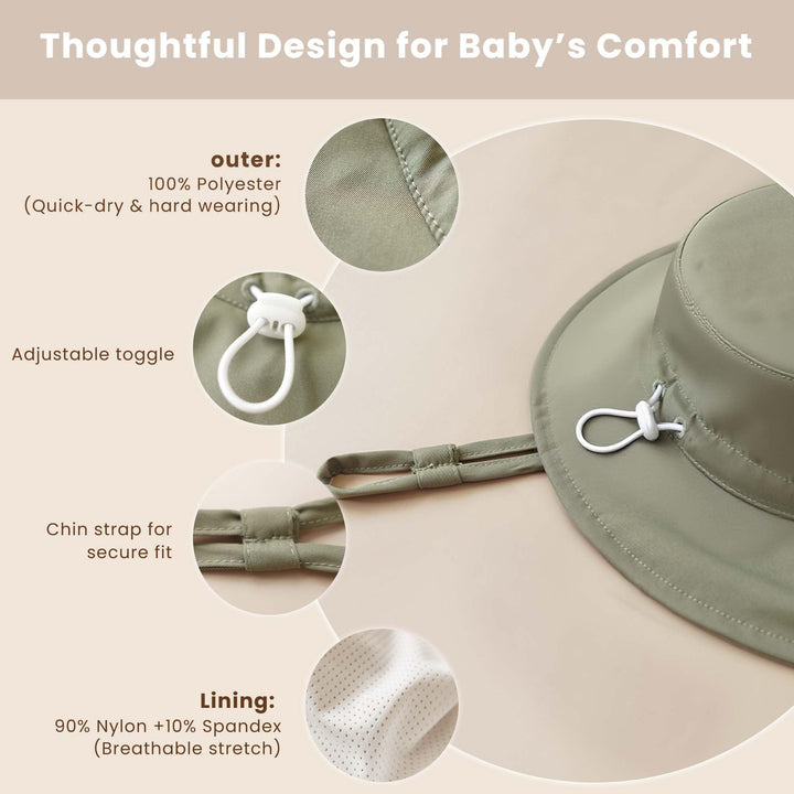 Konssy Muslin Baby Sun Hat 2-Pack, UPF 50+ Sun Protection Wide Brim Summer Beach Hat, Bucket Hat for Girls and Boys