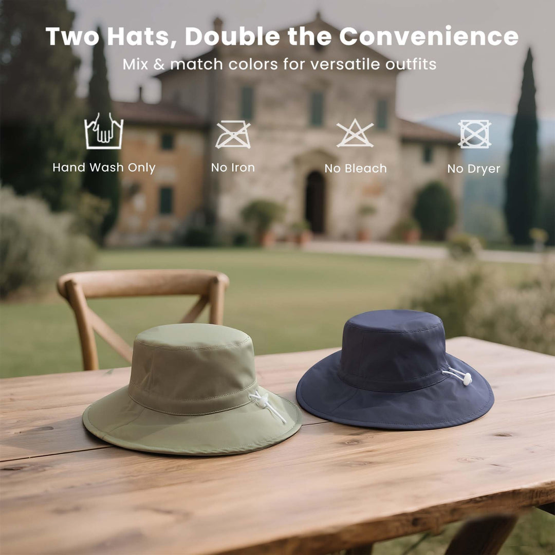 Konssy Muslin Baby Sun Hat 2-Pack, UPF 50+ Sun Protection Wide Brim Summer Beach Hat, Bucket Hat for Girls and Boys