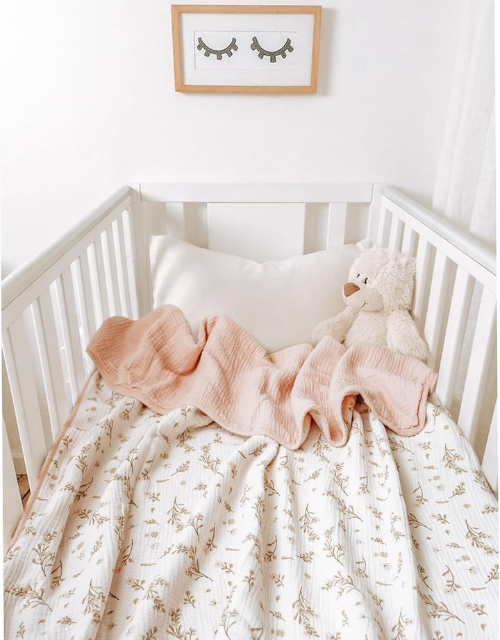 Konssy Muslin Baby Blanket for Baby Girls, 100% Cotton Soft Lightweight Crib Blanket, 40" x 36"