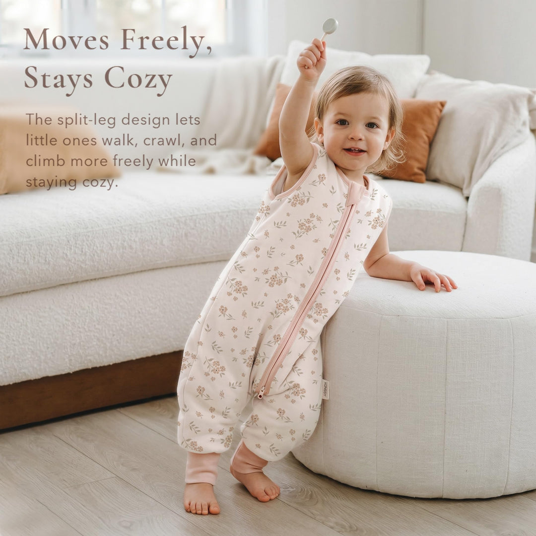 Konssy Toddler Sleep Sack with Legs, Rayon Made from Bamboo 1.0 TOG Quilted Wearable Blanket, 2-Way Zipper, Machine Washable
