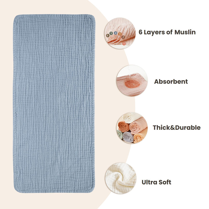 Konssy Muslin Baby Burp Cloths 6 Pack, Soft Absorbent 100% Cotton Burping Clothes for Newborns, Baby Boys and Girls, Unisex