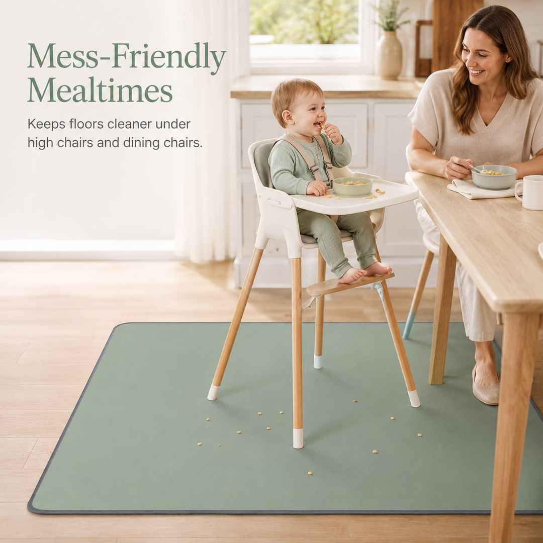 Konssy High Chair Splat Mat, Waterproof Baby Floor Mat, Non-Slip Wipeable Feeding Mat for Mealtime, Playtime and Pet Area