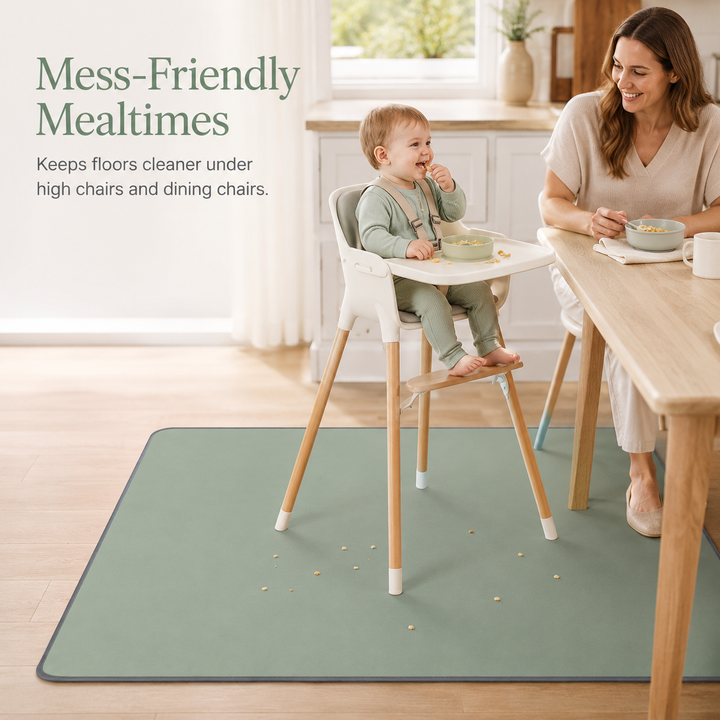 Konssy High Chair Splat Mat, Waterproof Baby Floor Mat, Non-Slip Wipeable Feeding Mat for Mealtime, Playtime and Pet Area