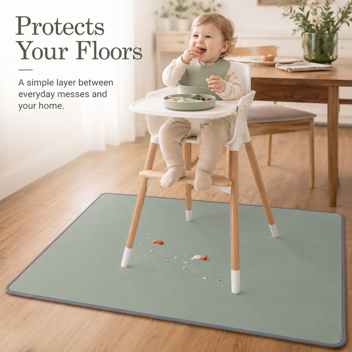 Konssy High Chair Splat Mat, Waterproof Baby Floor Mat, Non-Slip Wipeable Feeding Mat for Mealtime, Playtime and Pet Area