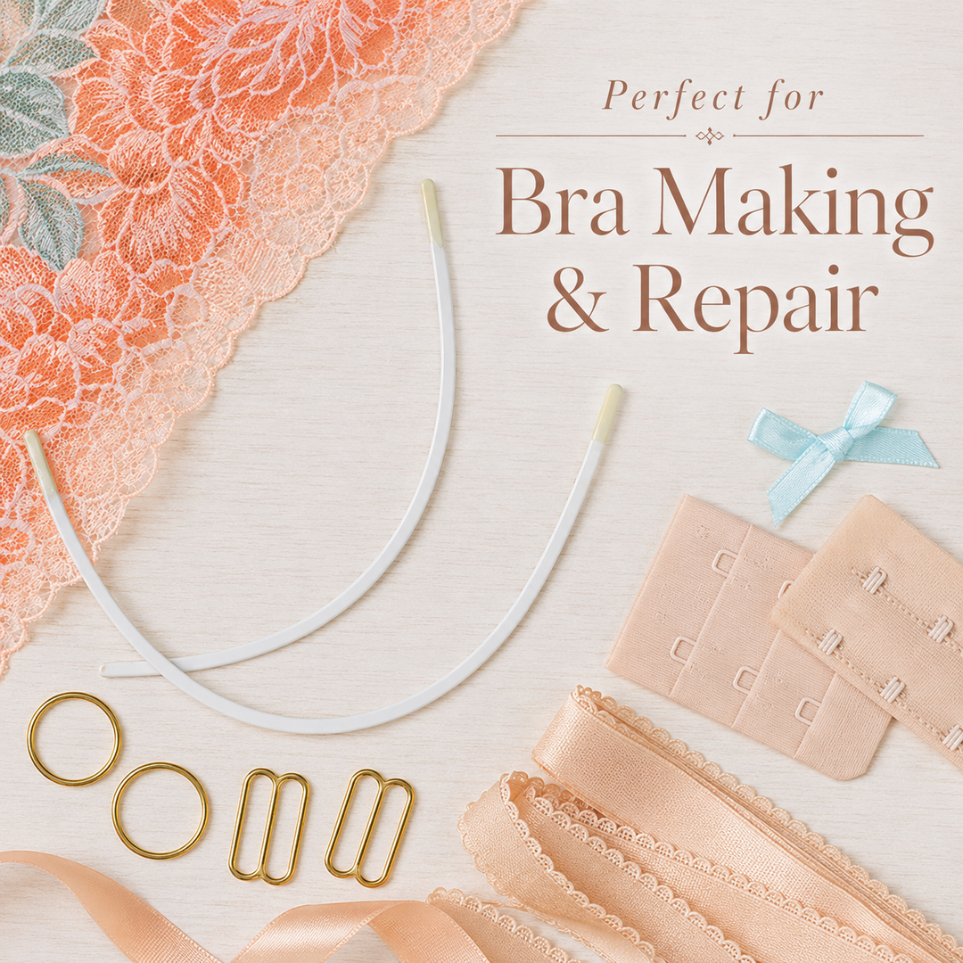 Konssy Bra Underwire Replacement, 2Pcs White Coated Bra Wire Inserts for Bra Making, Lingerie Sewing and Repair
