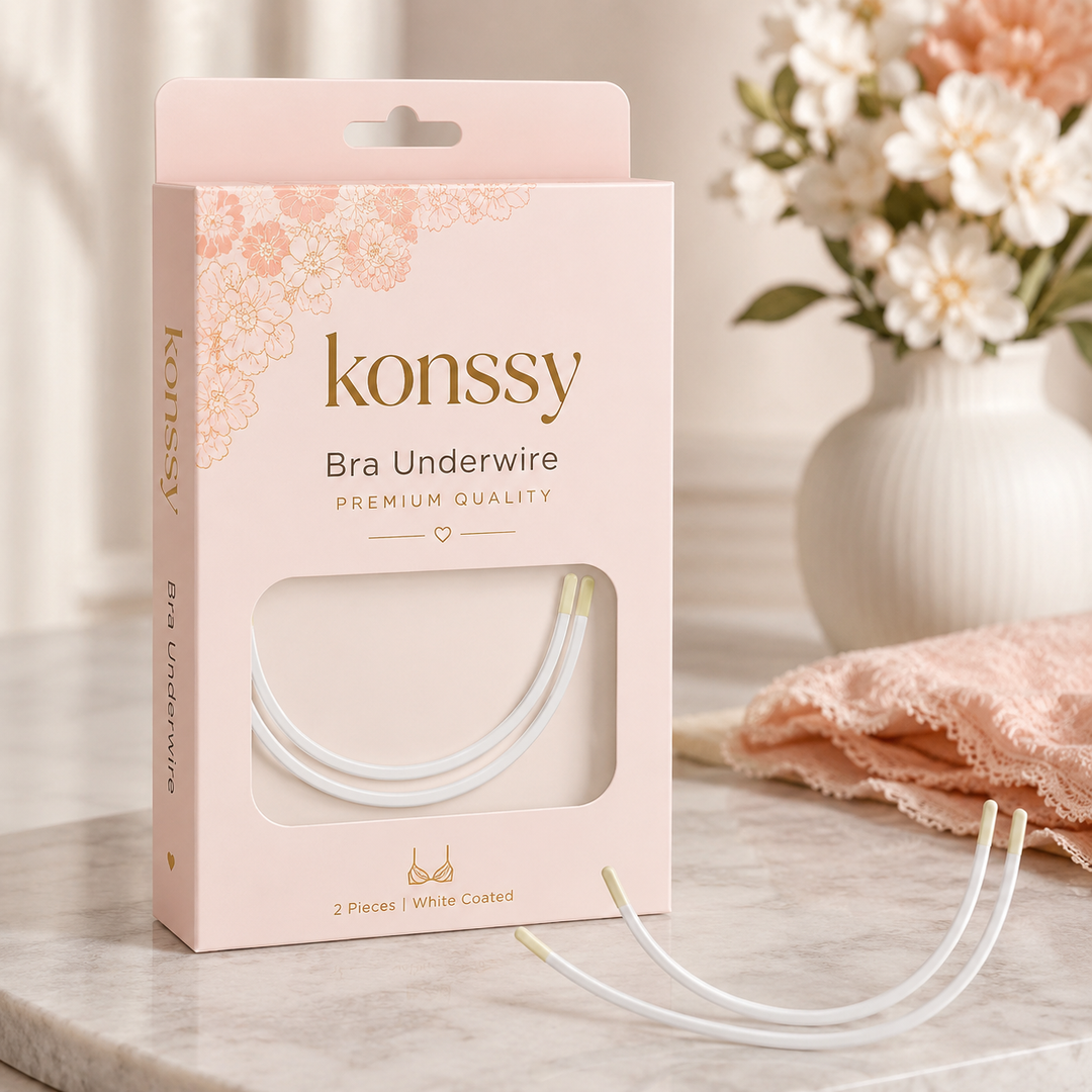 Konssy Bra Underwire Replacement, 2Pcs White Coated Bra Wire Inserts for Bra Making, Lingerie Sewing and Repair