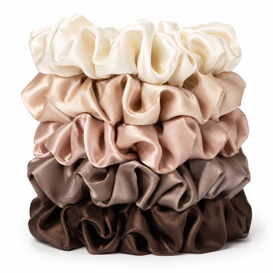 Konssy 5 Pack Satin Scrunchies for Women, Large Hair Scrunchies