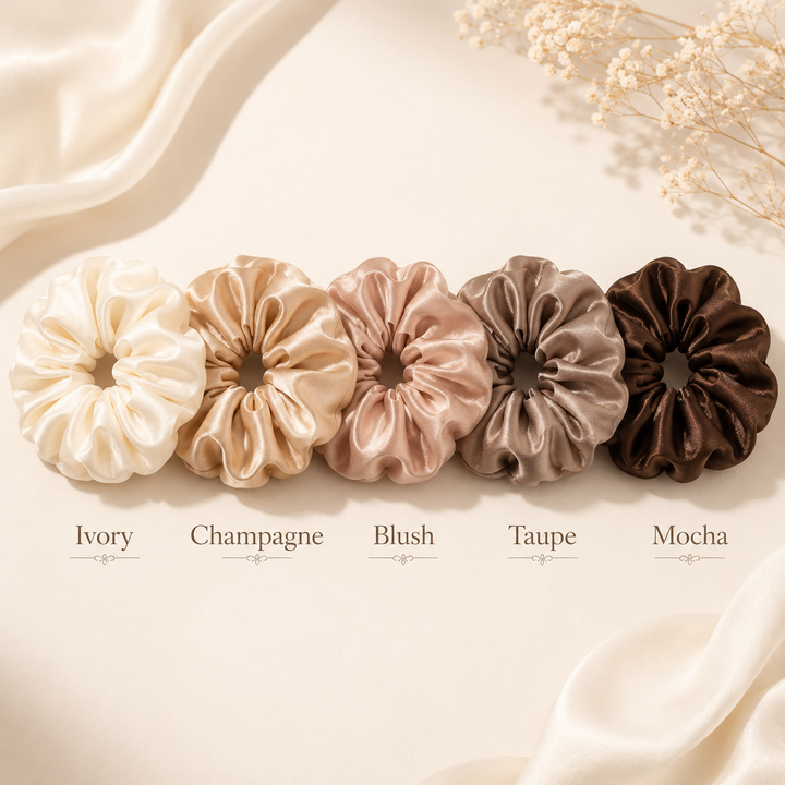 Konssy 5 Pack Satin Scrunchies for Women, Large Hair Scrunchies