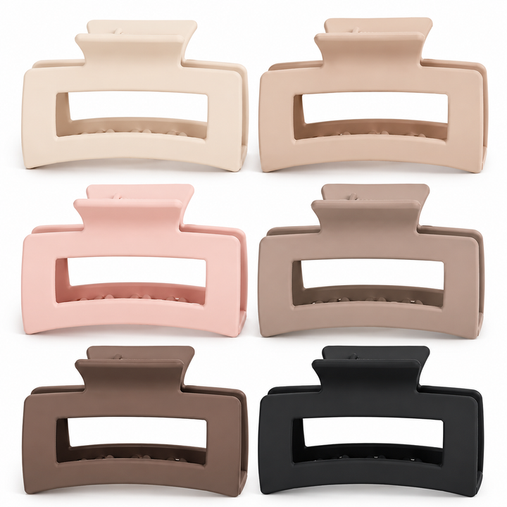 Konssy 6 Pack Large Hair Claw Clips for Women, Oversized Matte Jaw Clips with Strong Hold