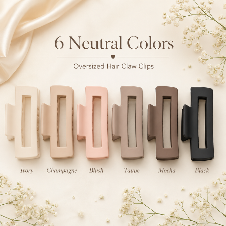 Konssy 6 Pack Large Hair Claw Clips for Women, Oversized Matte Jaw Clips with Strong Hold