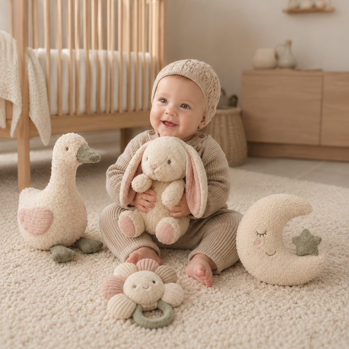 Konssy Baby Plush Toy Gift Set, 4 Piece Stuffed Animals for Nursery