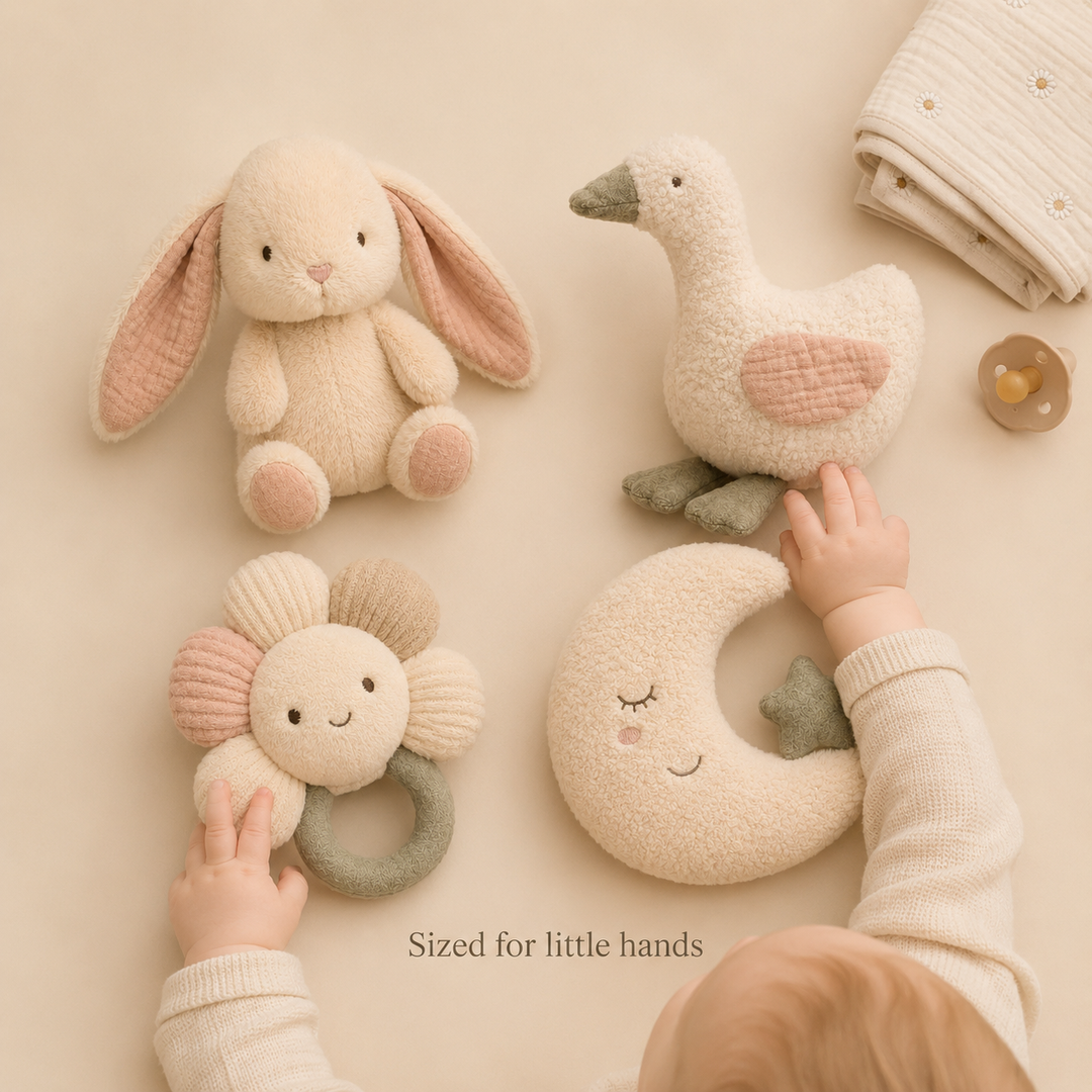 Konssy Baby Plush Toy Gift Set, 4 Piece Stuffed Animals for Nursery