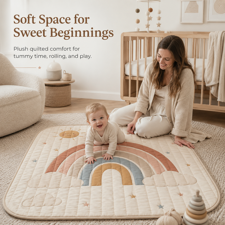 Konssy Baby Play Mat 50 x 50 in, Soft Quilted Tummy Time Mat