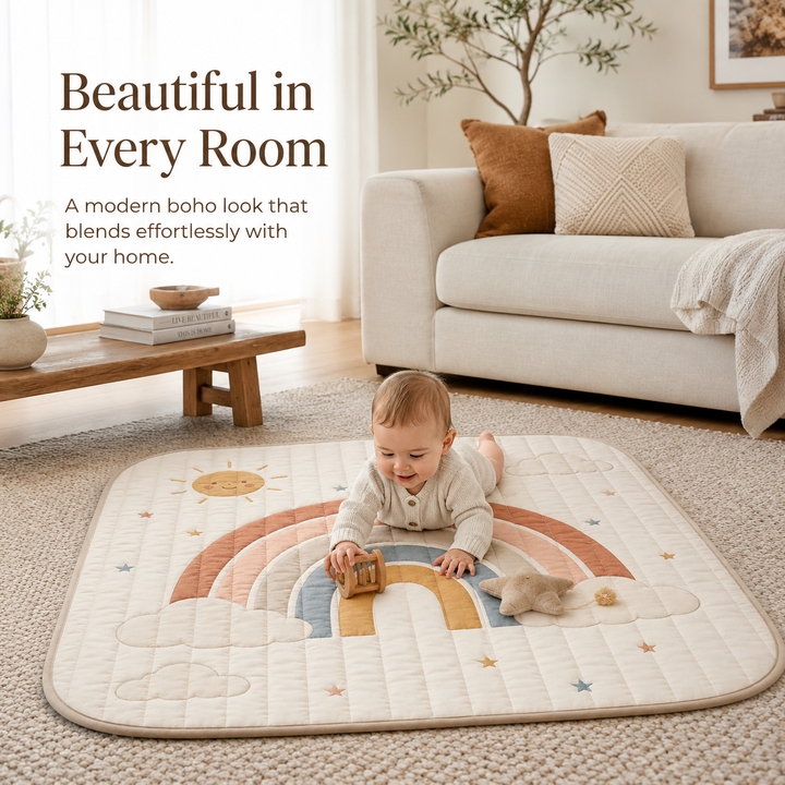 Konssy Baby Play Mat 50 x 50 in, Soft Quilted Tummy Time Mat