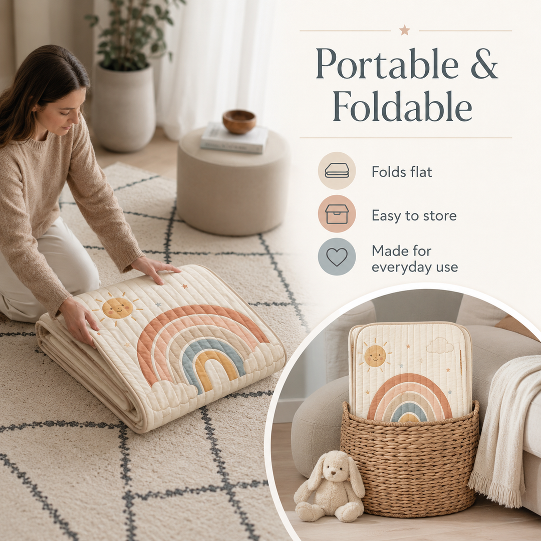 Konssy Baby Play Mat 50 x 50 in, Soft Quilted Tummy Time Mat